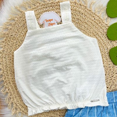 Conj. Regata Anabola e Short Saia Rendinha - Azul e Off White